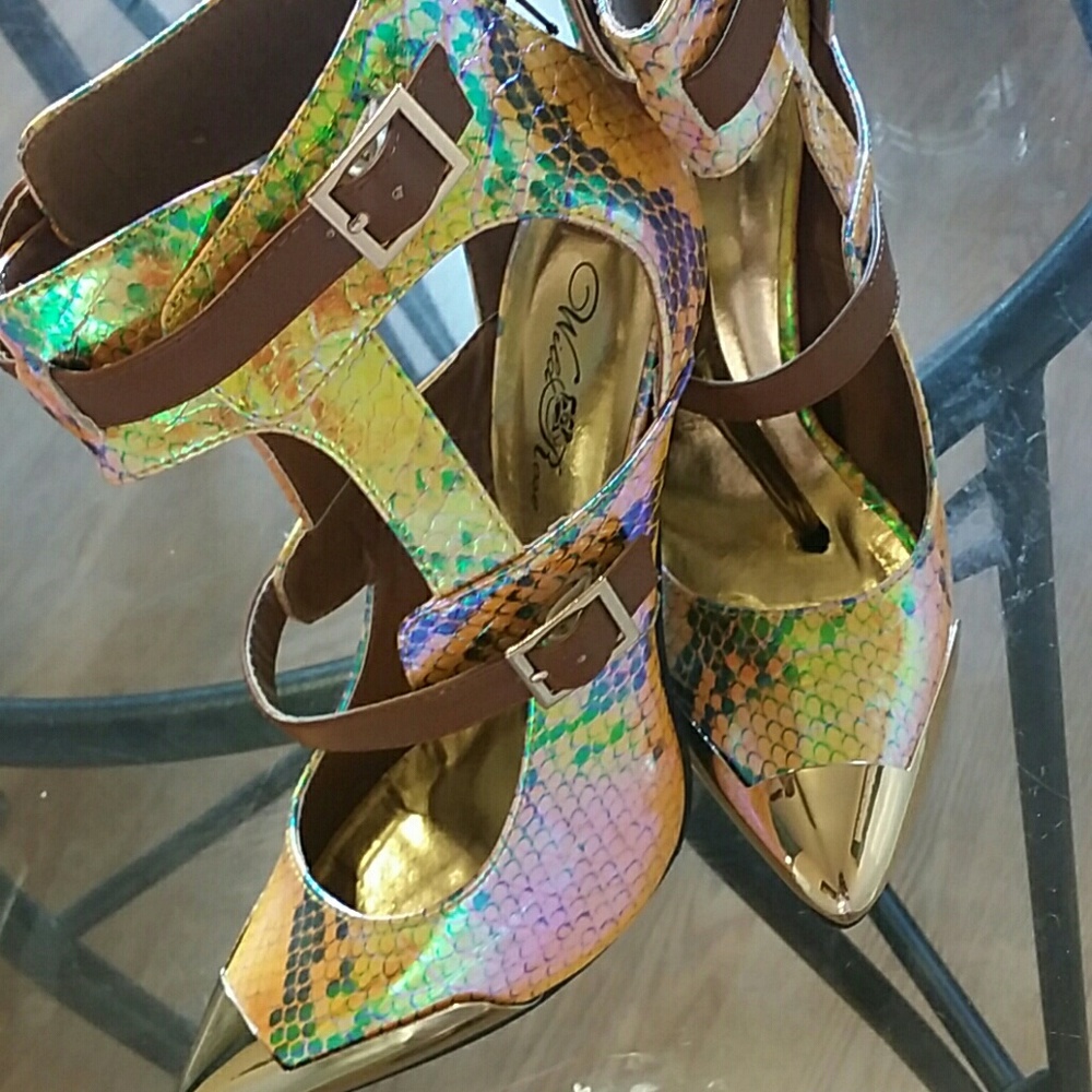 Snake print heels